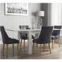 Flip Top Dining Table in White High Gloss with 4 Grey Velvet Chairs - Vivienne & Kaylee