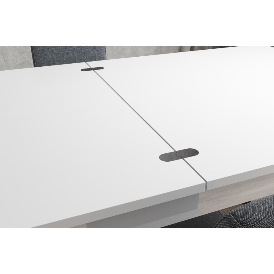 Vivienne Flip Top White High Gloss Dining Table + 2 Faux Leather Chairs