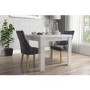 Flip Top Dining Table in White High Gloss with 2 Grey Velvet Chairs - Vivienne & Kaylee