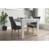 Flip Top Dining Table in White High Gloss with 2 Grey Velvet Chairs - Vivienne &amp; Kaylee