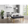 Flip Top Dining Table in White High Gloss with 2 Grey Velvet Chairs & 1 Bench - Vivienne & Kaylee