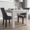 Flip Top Dining Table in White Gloss &amp; 2 Chairs in Grey Velvet - Vivienne