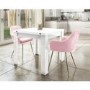 Extendable Dining Table in White Gloss & 2 Chairs in Pink Velvet - Vivienne & Logan
