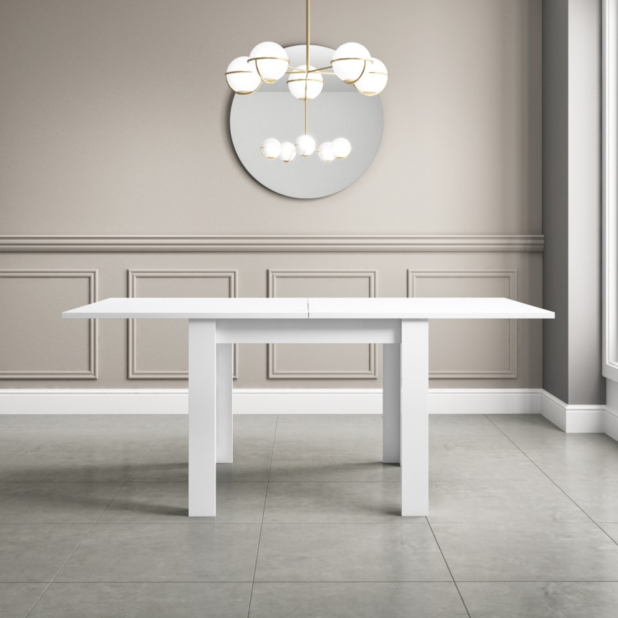 Extendable Dining Table in White Gloss & 2 Chairs in Pink Velvet - Vivienne & Logan