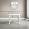 White Gloss Extendable Dining Table with 4 Grey Velvet Dining Chairs - Vivienne