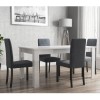 Extendable Dining Table in White High Gloss with 4 Slate Grey &amp; Black Chairs - Vivienne &amp; New Haven