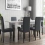 Extendable Dining Table in White High Gloss with 6 Grey Chairs & Black Legs - Vivienne & New Haven