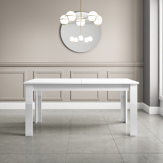 Extendable Dining Table in White High Gloss with 6 Grey Chairs - Vivienne & New Haven