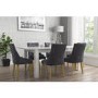 Flip Top Dining Table in White High Gloss with 6 Grey Velvet Chairs - Vivienne & Kaylee