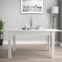 Flip Top Dining Table in White High Gloss with 6 Grey Velvet Chairs - Vivienne & Kaylee