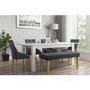 Extendable Dining Table in White High Gloss with 4 Grey Velvet Chairs & 1 Bench - Vivienne & Kaylee