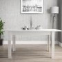 White Extendable Dining Table with 6 Gold & Blue Velvet Chairs - Vivienne & Jenna