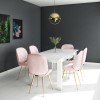 White Extendable Dining Table with 6 Gold &amp; Pink Velvet Chairs - Vivienne &amp; Jenna