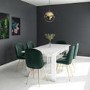 White Extendable Dining Table with 6 Gold & Green Velvet Chairs - Vivienne & Jenna