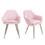 Extendable Dining Table in White High Gloss & 6 Pink Velvet Tub Chairs - Vivienne