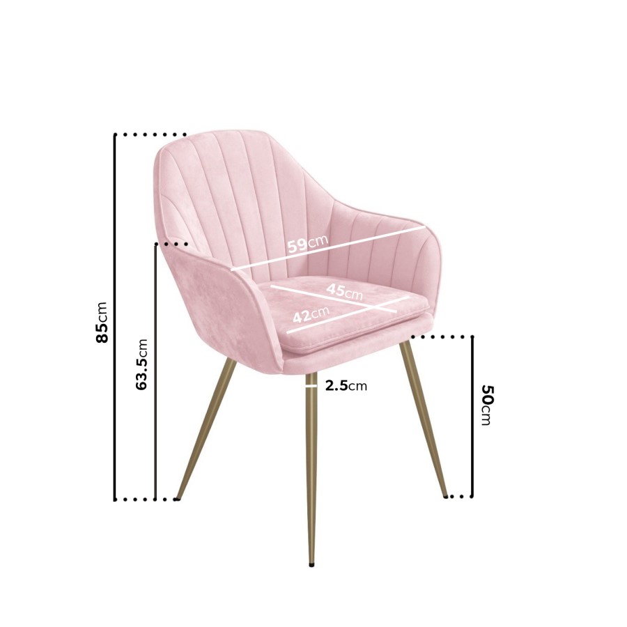 Extendable Dining Table in White High Gloss & 6 Pink Velvet Tub Chairs - Vivienne
