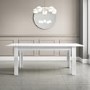 Extendable Dining Table in White High Gloss & 6 Pink Velvet Tub Chairs - Vivienne