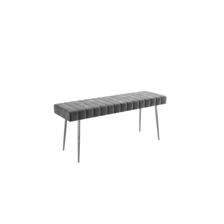 White Gloss Extendable Dining Table with 2 Grey Velvet Dining Benches - Seats 4 - Vivienne