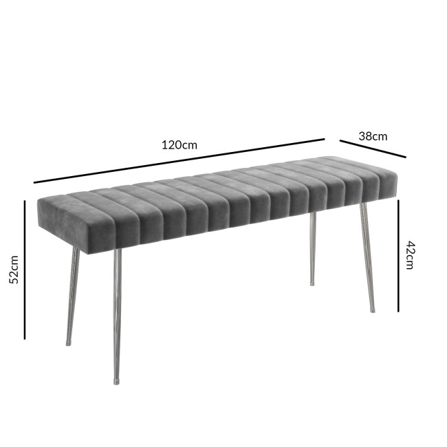 White Gloss Extendable Dining Table with 4 Grey Velvet Dining Chairs & 1 Matching Dining Bench - Vivienne