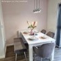 White Gloss Extendable Dining Table with 4 Grey Velvet Dining Chairs & 1 Matching Dining Bench - Vivienne