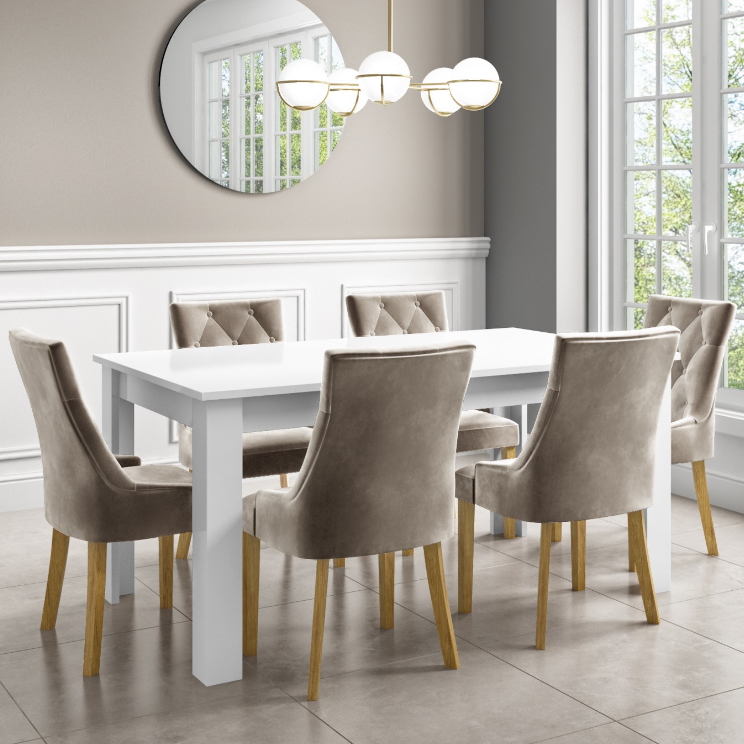 High Gloss Extendable Dining Table, White High Gloss Extending Dining Table And 6 Chairs