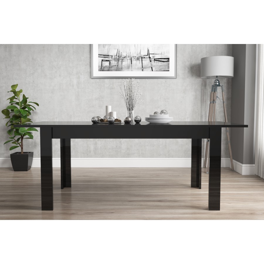Extendable Dining Table in Black High Gloss with 4 Grey Chairs - Vivienne & New Haven