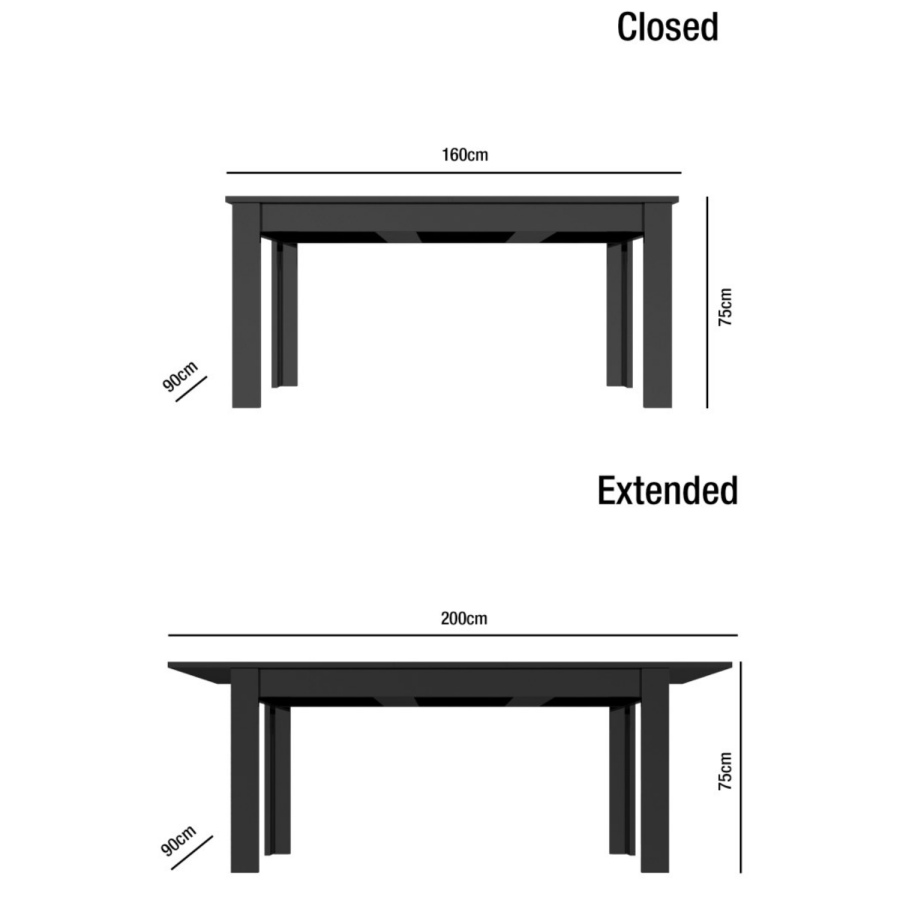 Extendable Dining Table in Black High Gloss with 4 Grey Chairs - Vivienne & New Haven