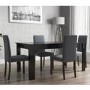 Extendable Dining Table in Black High Gloss with 4 Grey Chairs - Vivienne & New Haven
