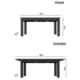 Black Gloss Extendable Dining Table with 6 Grey Velvet Dining Chairs - Kaylee