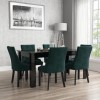 Extendable Dining Table in Black High Gloss with 6 Green Velvet Chairs - Vivienne &amp; Kaylee