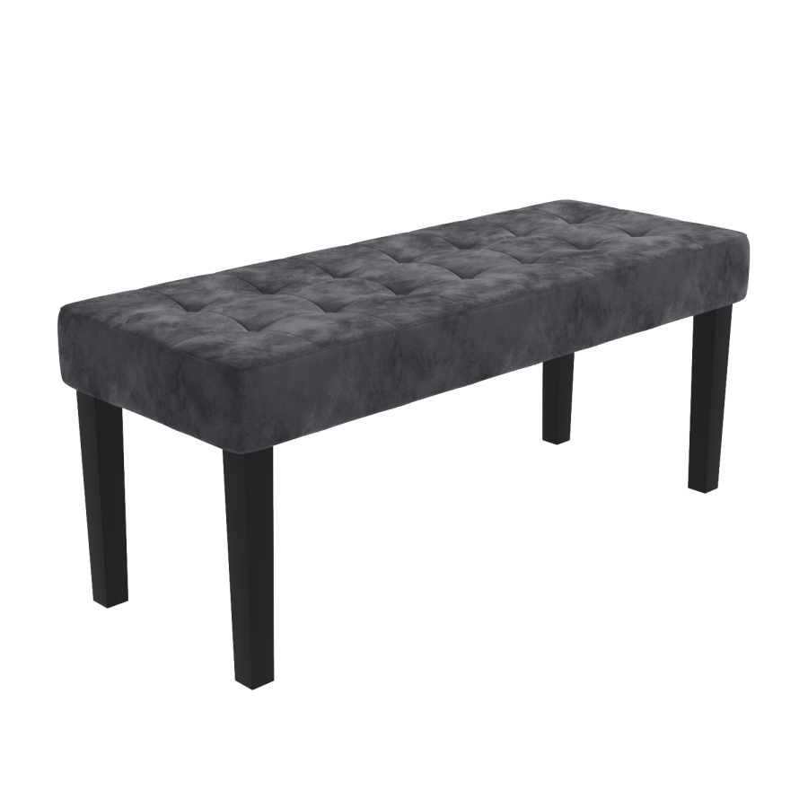Black Gloss Extendable Dining Table with 2 Grey Velvet Dining Chairs and Matching Bench - Kaylee