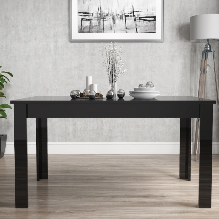 GRADE A1 - Vivienne Extending Black High Gloss Dining Table
