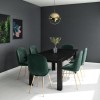 Black Extendable Dining Table with 6 Gold &amp; Green Velvet Chairs - Vivienne &amp; Jenna