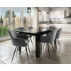 Extendable Dining Table in Black High Gloss &amp; 6 Grey Velvet Tub Chairs -  Vivienne