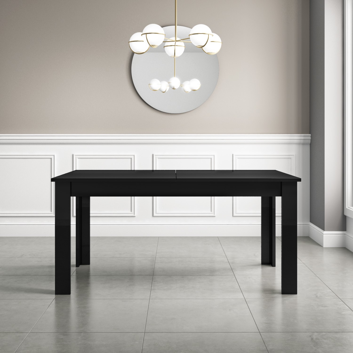 black high gloss dining table extendable 6 seater vivienne