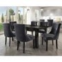 Vivienne Black High Gloss Extendable Dining Set with 6 Grey Velvet Dining Chairs