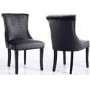 Vivienne Black High Gloss Extendable Dining Set with 6 Grey Velvet Dining Chairs