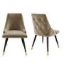 Black Gloss Extendable Dining Table Set with 6 Beige Velvet Button Back Chairs - Seats 6 - Vivienne