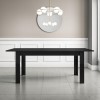 Black Gloss Extendable Dining Table Set with 6 Beige Velvet Button Back Chairs - Seats 6 - Vivienne