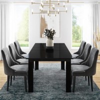 Vivienne Black Gloss Extendable Dining Table with 6 Grey Velvet Ribbed Dining Chairs