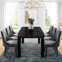 Vivienne Black Gloss Extendable Dining Table with 6 Grey Velvet Ribbed Dining Chairs