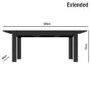 Vivienne Black Gloss Extendable Dining Table with 6 Grey Velvet Ribbed Dining Chairs