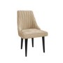 Vivienne Extending Black Gloss Dining Table with 4 Beige Velvet Dining Chairs