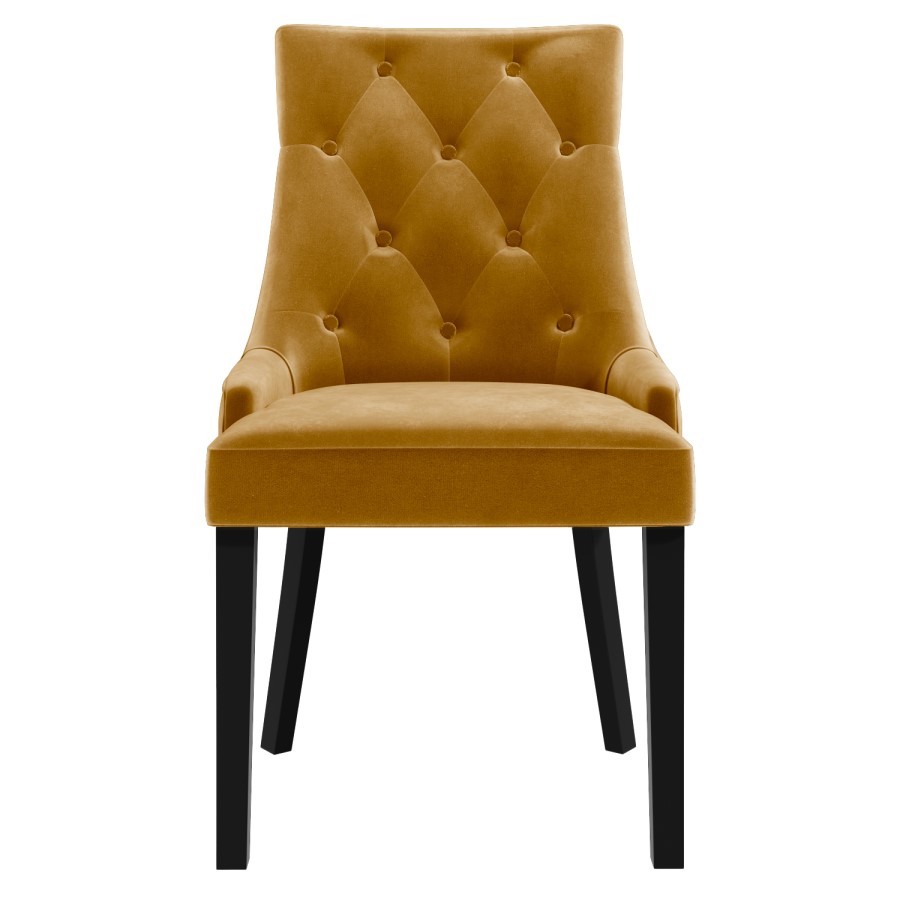 Black High Gloss Extending Dining Table with 6 Gold Dining Chairs - Vivienne