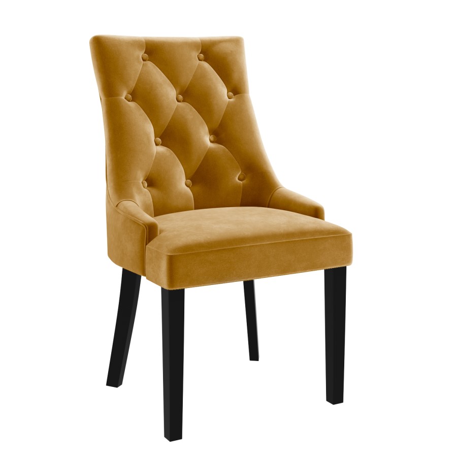 Black High Gloss Extending Dining Table with 6 Gold Dining Chairs - Vivienne