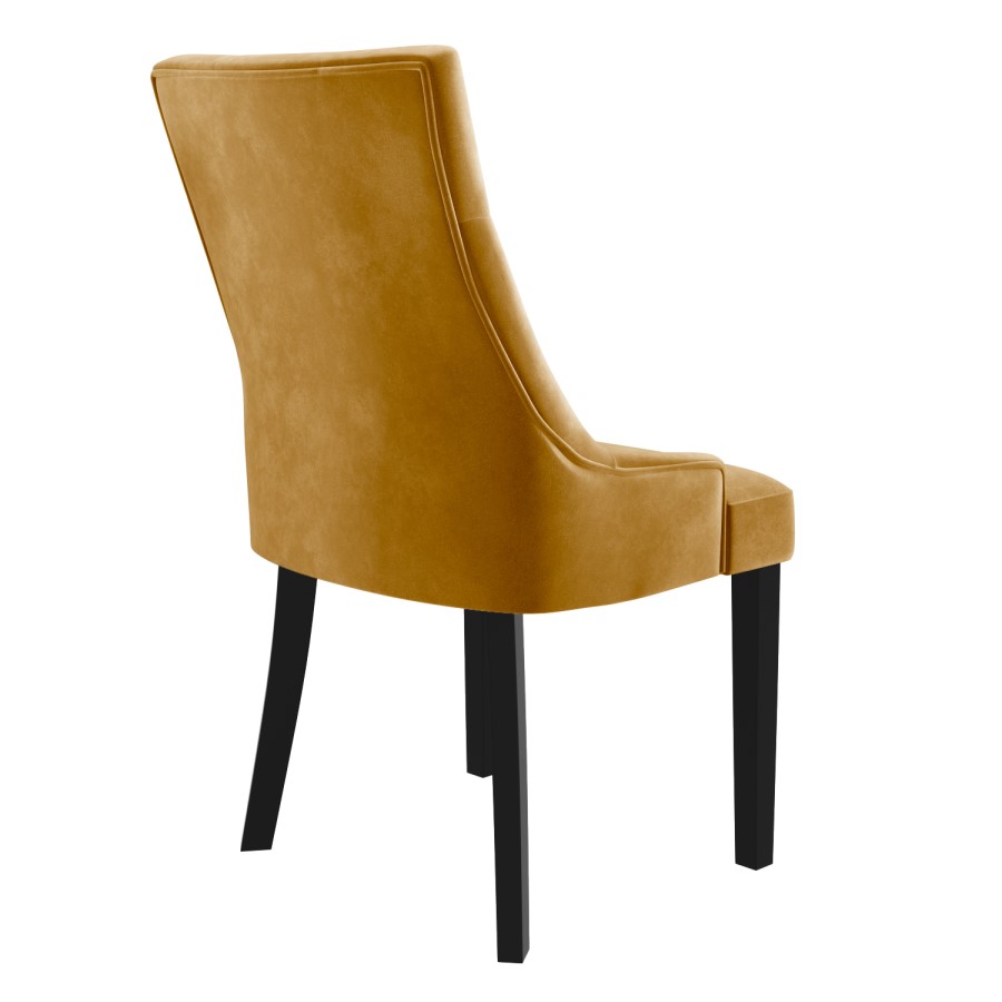 Black High Gloss Extending Dining Table with 6 Gold Dining Chairs - Vivienne