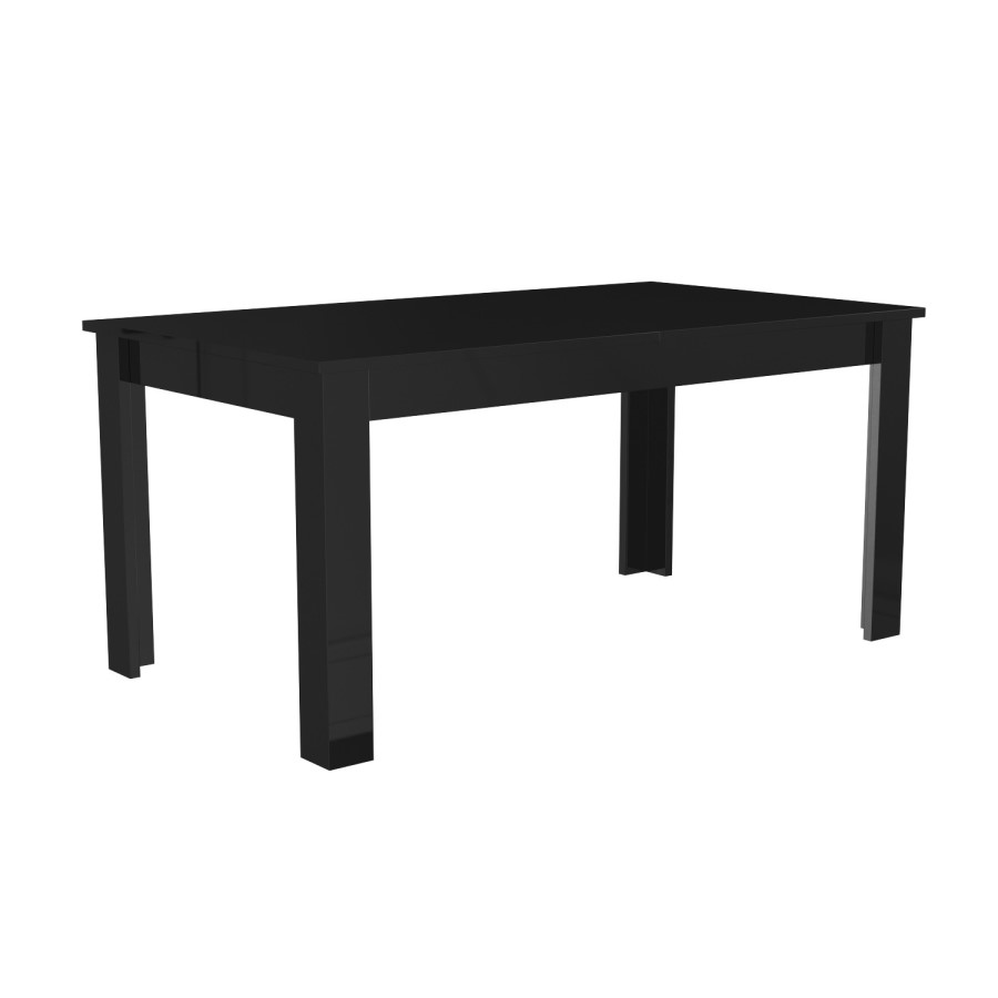 Black High Gloss Extending Dining Table with 6 Gold Dining Chairs - Vivienne