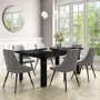 Black Gloss Extendable Dining Table with 6 Grey Woven Dining Chairs - Vivienne