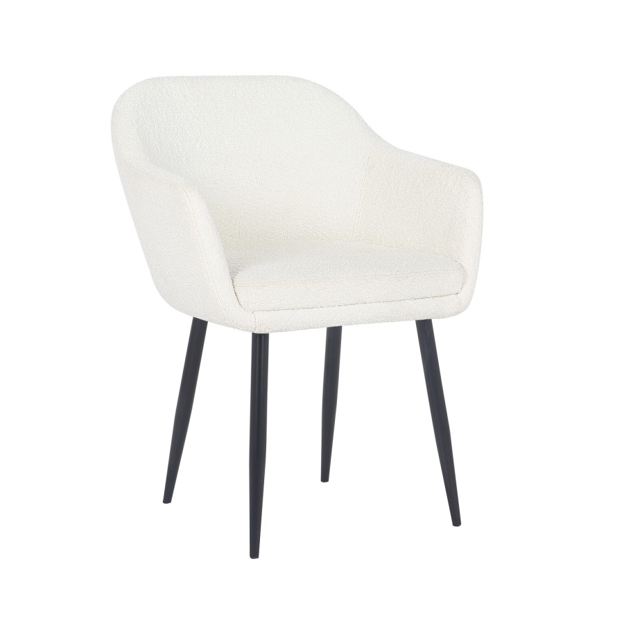 Black Gloss Extendable Dining Table Set with 4 Cream Boucle Chairs - Seats 4 - Vivienne