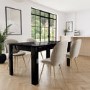 Black Gloss Extendable Dining Table Set with 4 Mink Velvet Chairs - Seats 4 - Vivienne